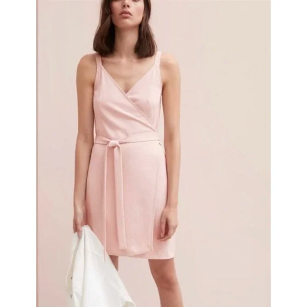 Everlane The Japanese GoWeave Wrap Dress Womens 4 Blush Pink Sleeveless Minimal